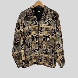 Vintage A.D.S San Francisco Zebra Animal Print Jacket Made in Korea Size L